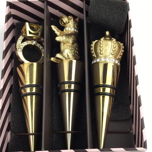Juicy Couture Wine Toppers Dog Crown Ring Brass YTRUG03 Crystal Born Glamorous