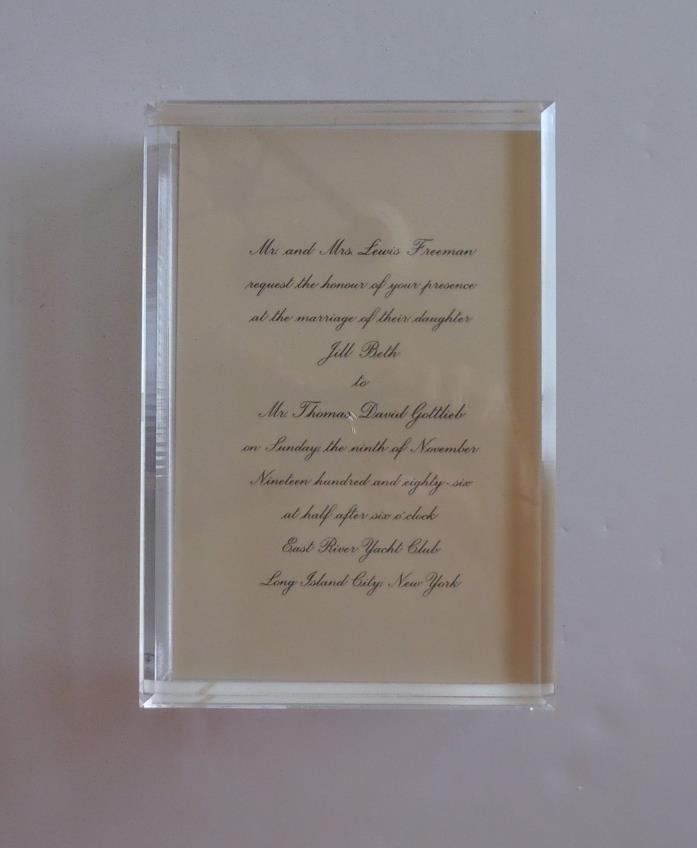 Plexiglass Wedding Invitation, Picture Souvenir Trinket Box Never used, Stored