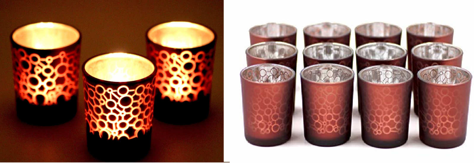 Glass Votive Candle Holders Spa Wedding Vinnet Beauty 2.6 IN. Set of 12 (Amber)
