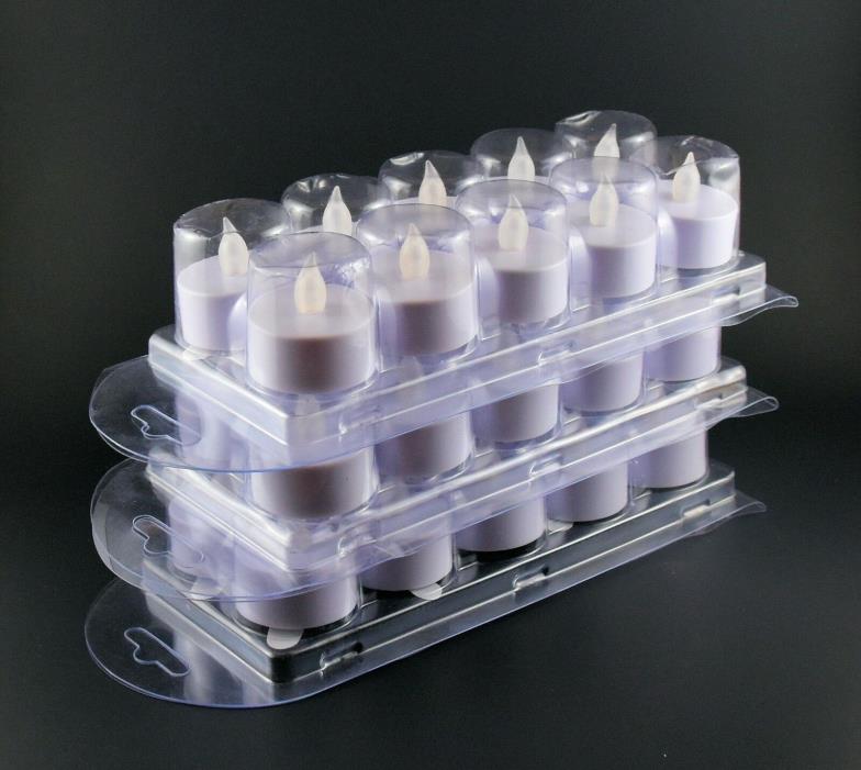 Qty 30 Battery Operated, Flickering Cool White Light LED Tealights Tea Lights