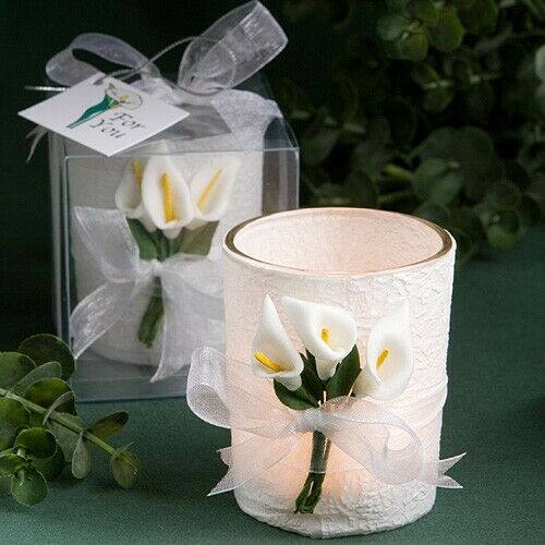 Stunning  Calla Lily Design Candle Favors - Wedding Favors / FC-6100, Set of 24