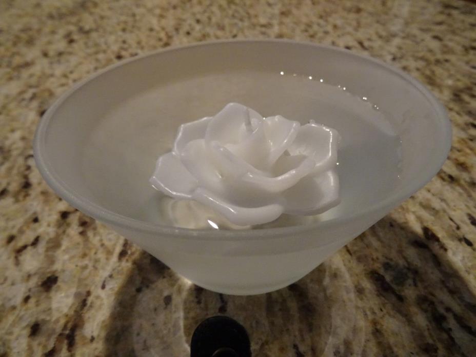 Floating Rose Candle/Frosted Rd Bowl Centerpiece Wedding Shower Celebration
