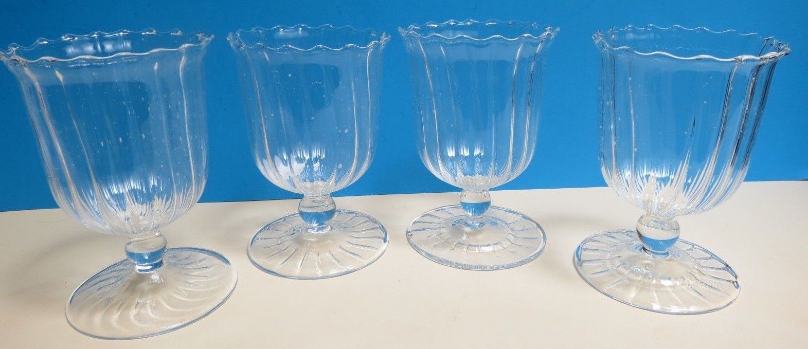 CLASSIC SMALL GLASS HURRICANE CANDLE HOLDERS ~ FOOTED 5