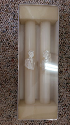 Wedding Taper Candles Ivory Dripless Smokeless Pair Bride Groom Lumar 451IV