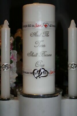 All Because Two Fell In Love Heart Charm Two Become One Wedding Unity Candle