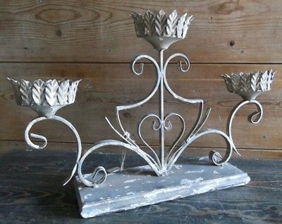 Wedding Candle Centerpiece IRONWORK TRIPLE Stand Candle Holder Vintage Style