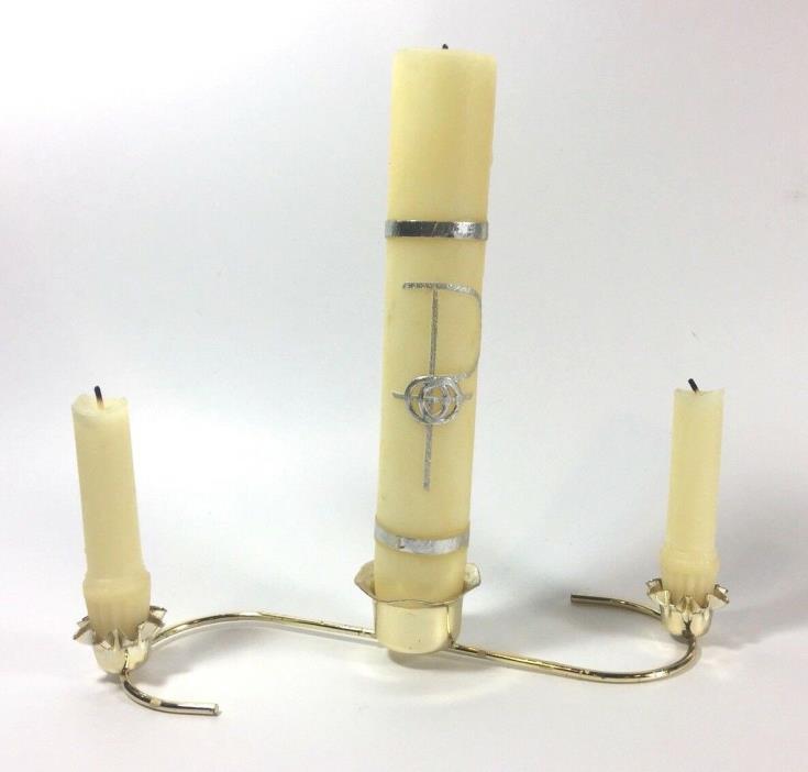 Vintage 4 Piece Wedding Marriage Ceremony Candle Set Unity Cross Rings - Used