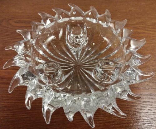 Heavy Crystal Celestial Sun Shaped Triple Tapered Candle Holder Centerpiece