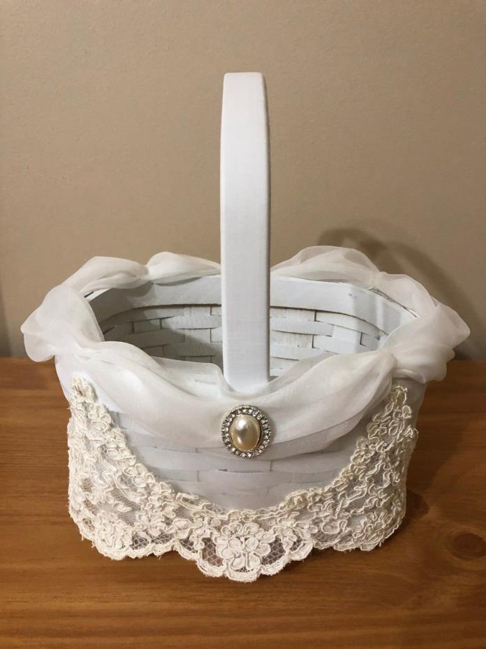 Handmade Elegant Custom Wedding Flower Girl Basket - White