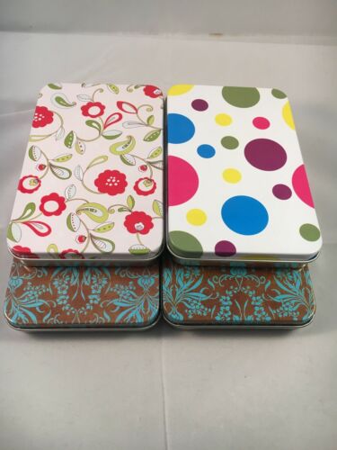 Patterned tin boxes- 4 tin containers for crafting, gifts, gift cards