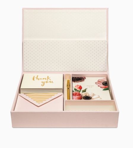 Kate Spade Blushing Floral Keepsake Thank You Card Box Wedding Bride Envelope