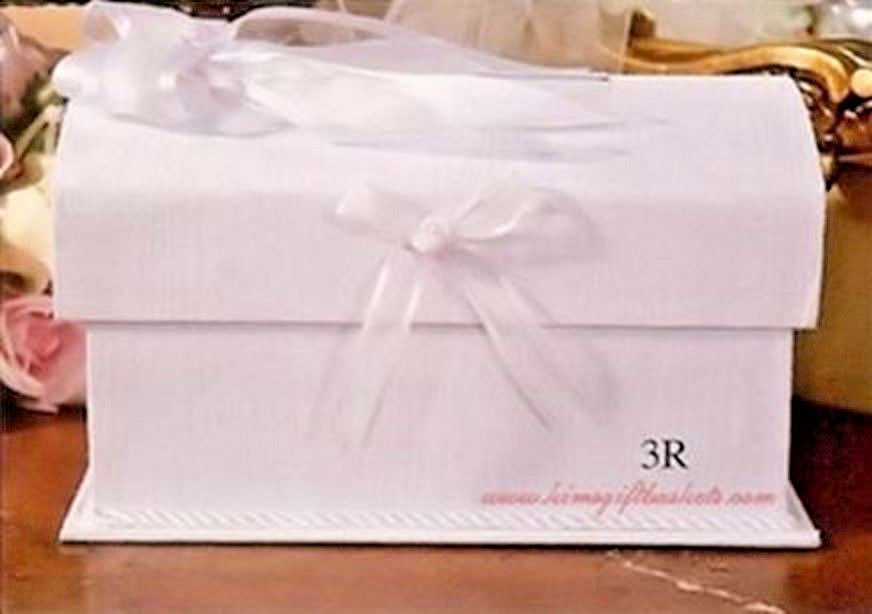 Ivory Wedding Card Box Treasure Chest with Matching Satin Ribbons