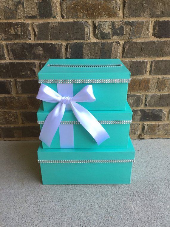 Robins Egg Blue Card Box Centerpiece Tiffany 3 Tier Wedding, Shower Birthday