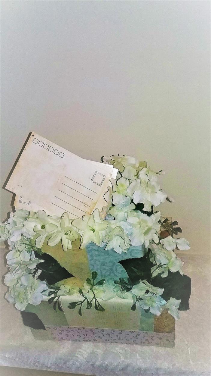 Ivory White Shabby Chic Floral Wedding Cake Wedding Card Holder
