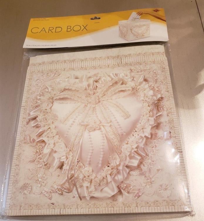 Large Wedding Card Box-Beige-Directions Attached-Fancy Heart Design-12