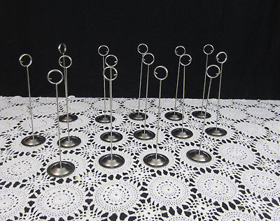 15 Wedding Party Table Number Photo Name Card Holders Silver Metal 10