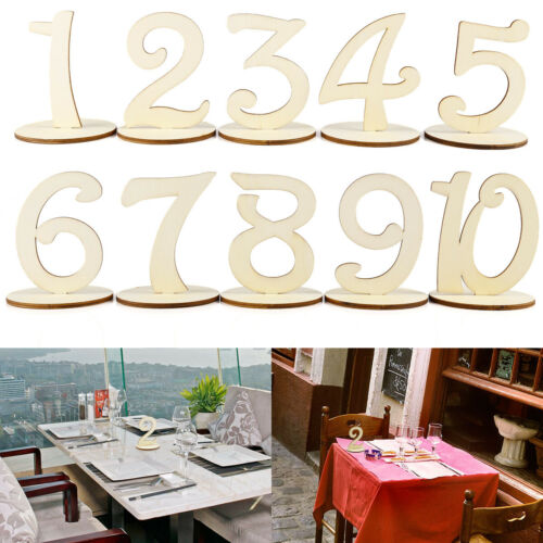 1-20 Wooden Table Numbers On Stand Ornaments Wedding Birthday Events Activities