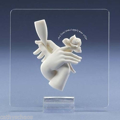 Roman Lasting Expressions Glass Plaque Bride Groom Hands Weddings Table Decor