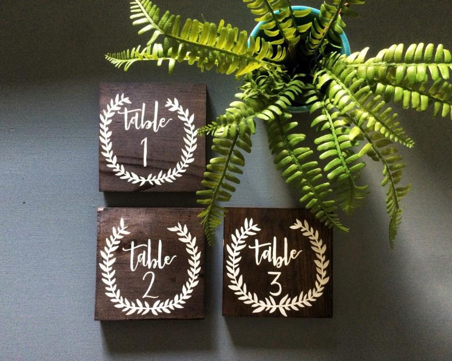 Wedding table numbers wood