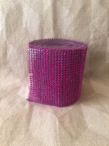 A1-79/  Diamond Mesh Wrap Ribbon Roll- Fuchsia Pink