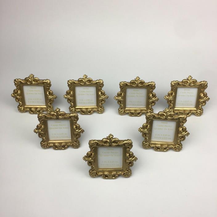 Kate Aspen Royale Gold Baroque Square Frame 2 inch by 2.25 inch Wedding Lot of 7