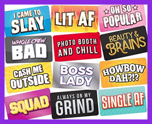 PHOTO BOOTH PROPS 6 PC Fun Prop Signs Perfect For DIY Photo Booth Gre Multicolor
