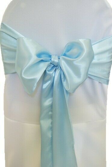 (45) Light Blue Satin Chair Sash