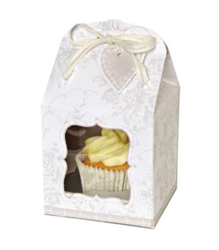 Meri Meri Cupcake Favor Boxes Wedding Bridal Shower Ivory Individual 4 Pack NEW