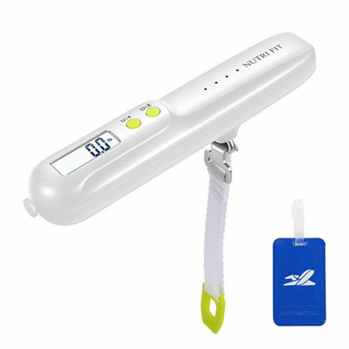 Digital Luggage Scale w/Power Bank 2500mAh 110lb Portable Travel Hook White