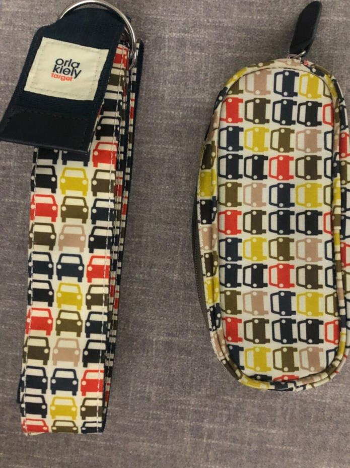 Orla Kiely Target Luggage Strap  & Travel Zip Cosmetic Case Small Car Print.New