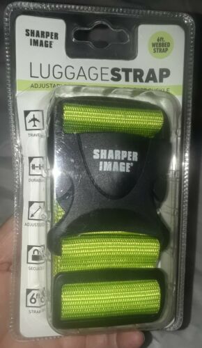 New Sharper Image Luggage Strap Webbed Adjustable 6 Foot Travel Aid Green Black