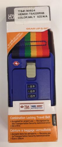 Luggage Belt Strap Rainbow Blue Lewis N. Clark Travel Sentry 3 Dial Combination