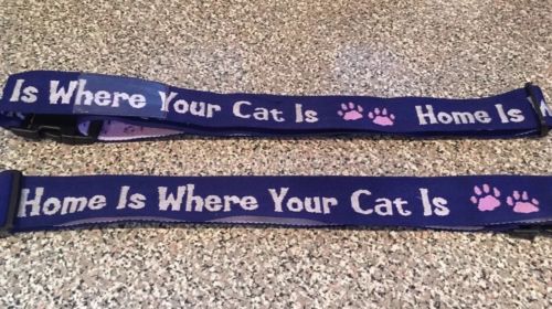 Home Is Where Your Cat Is Luggage Strap Purple White Set