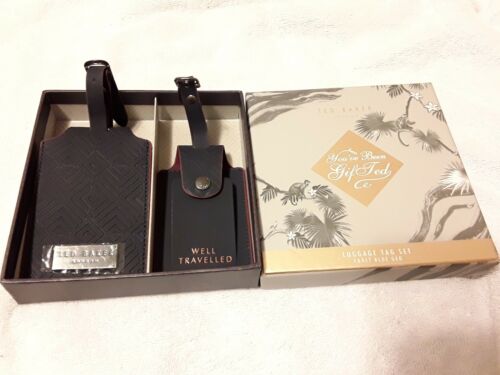 TED BAKER LONDON LUGGAGE TAG SET CADET BLUE GEO NEW