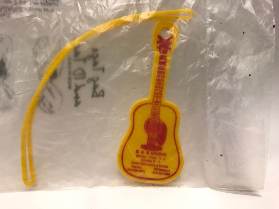 Vintage Guitar-Shaped Luggage Tag Still Sealed in Orig. Pkg.--K & S MUSIC