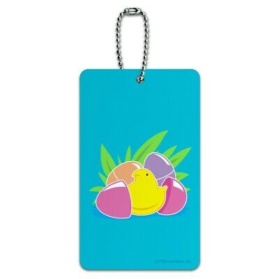 Peeps Hatching Out Of Plastic Easter Egg Luggage Card Suitcase Carry-On ID Tag