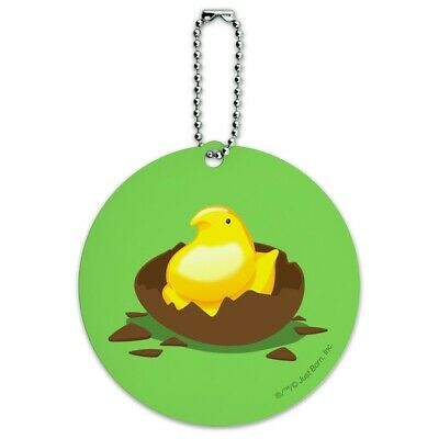 Peeps Hatching Out Of Chocolate Easter Egg  Round Luggage Card Carry-On ID Tag