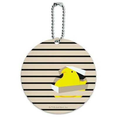 The Peeping Yellow Peep In Window With Blinds Round Luggage Card Carry-On ID Tag