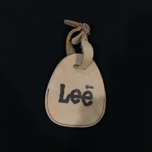Vintage Lee Jeans Leather Brass Buckle ID / Luggage Tag
