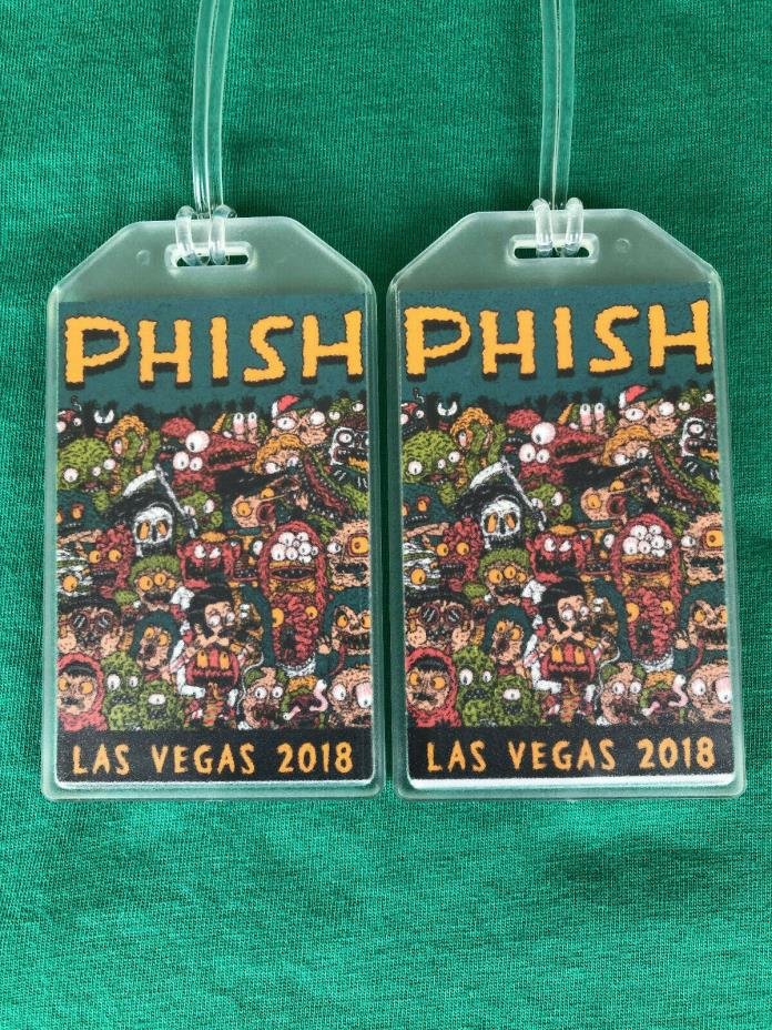 PHISH LIMITED CUSTOM ART LUGGAGE TAGS - SET OF 2 - VEGAS 2018 - BAG NAME TRIP ID