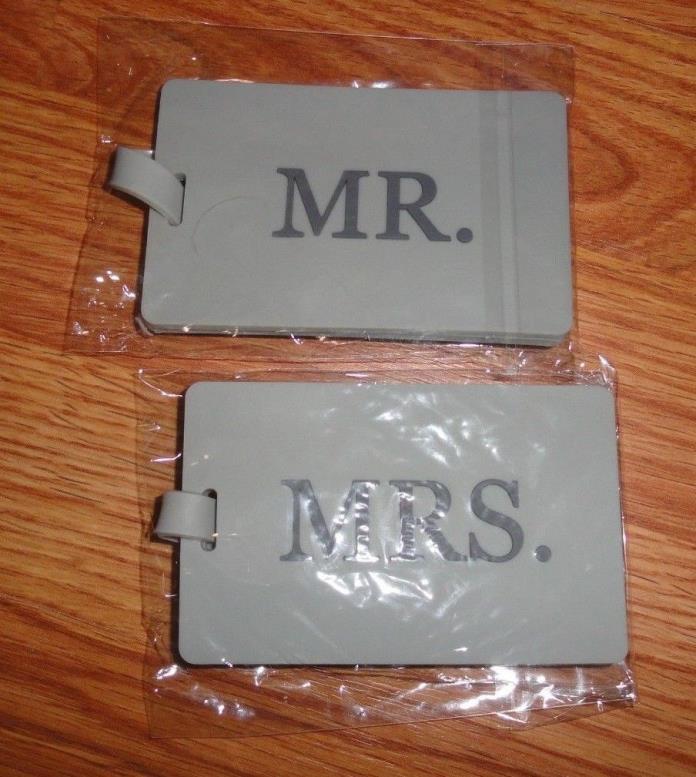 NEW Honeymoon Luggage Tags Gray Mr. Mrs. Newly Wed