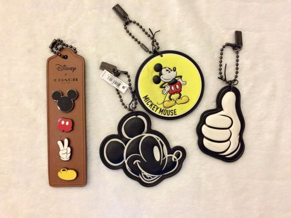 Disney x Coach Luggage Tag Set of 3 and Pin Set New 2017 Mickey Mouse