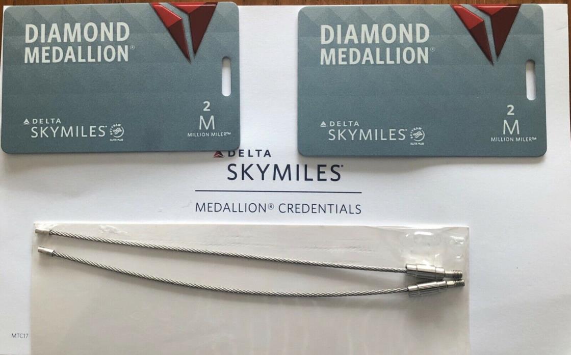 2X Brand New Delta Metal Diamond Medallion 2M Luggage Tags w/ Metal Cable strap