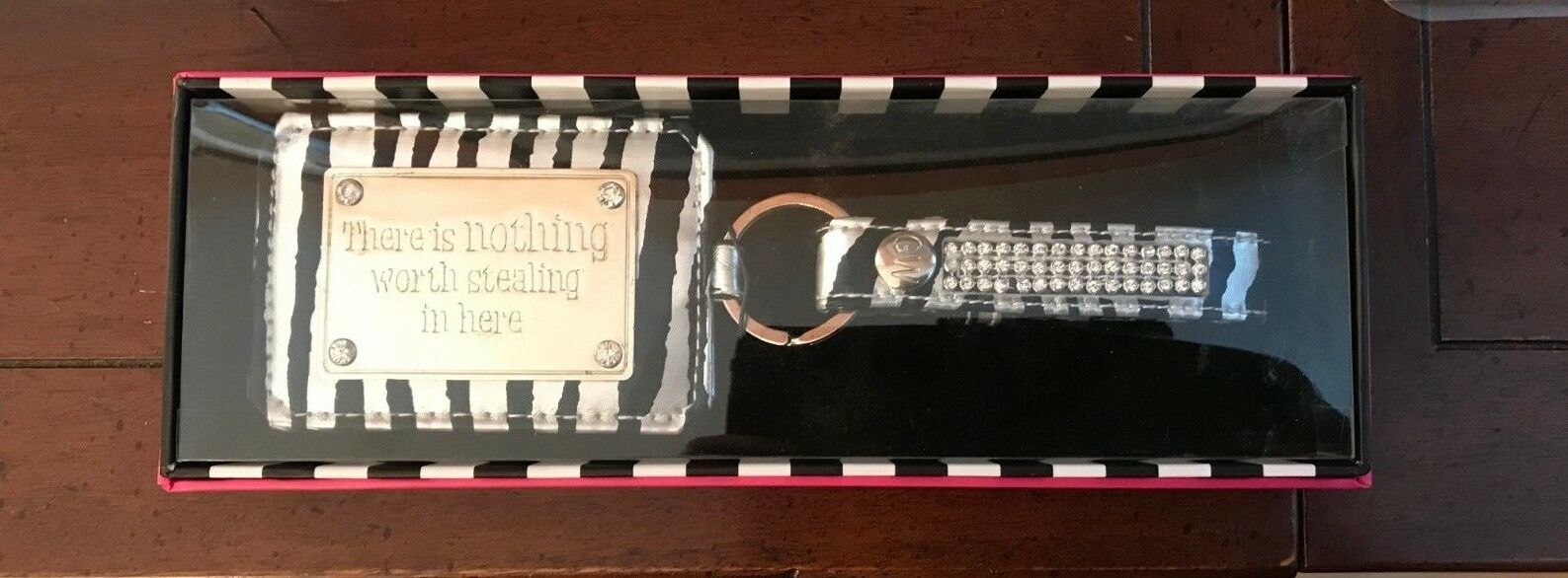 Grandway Honduras Zebra Stripe Luggage Tag With Rhinestones NIB Very Rare