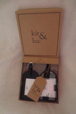 Kit And Luc Luggage Tags Black White Gift Box New