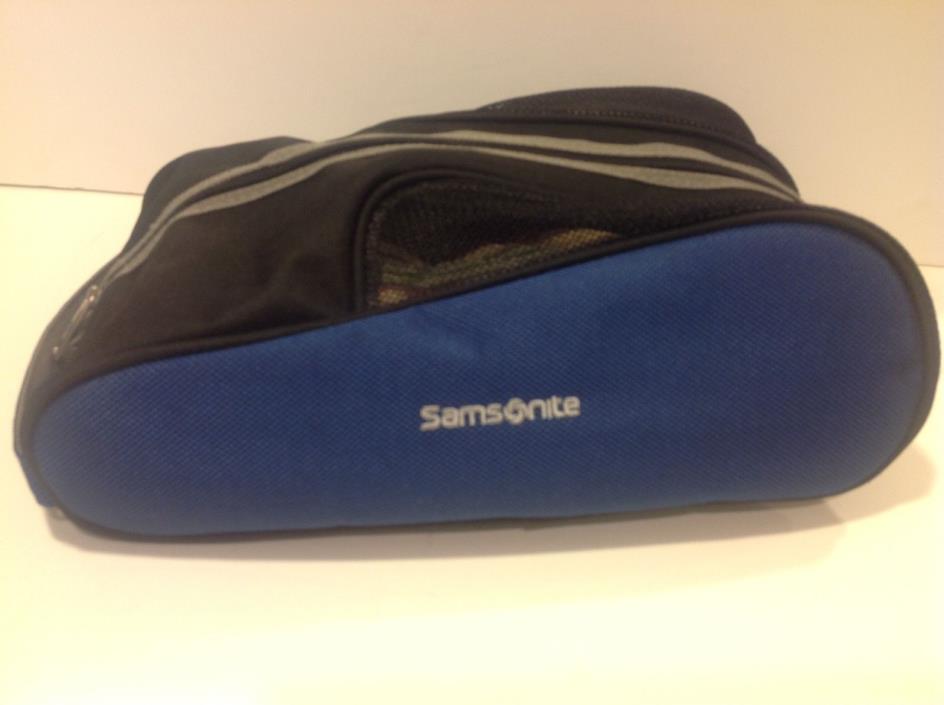 Samsonite Travel Luggage Shoe Bag Zipper Case Blue Black Carry Handle Mesh Fbric