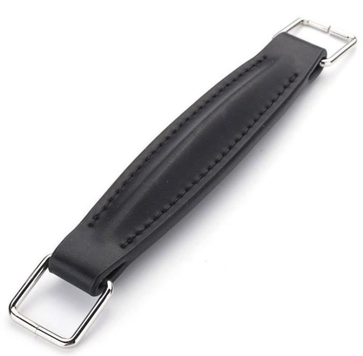 7 INCH LEATHER HANDLE (BLACK STITCHED & REINFORCED) with HARDWARE