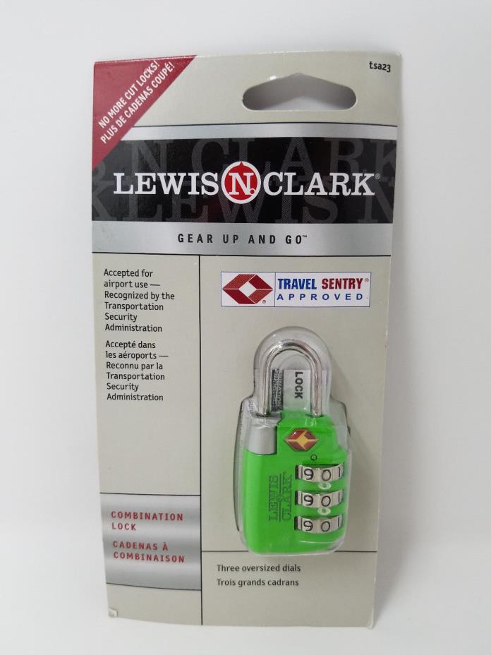 Lewis N. Clark Travel Sentry Large 3-Dial Combination Lock, Green #TSA23GRN New