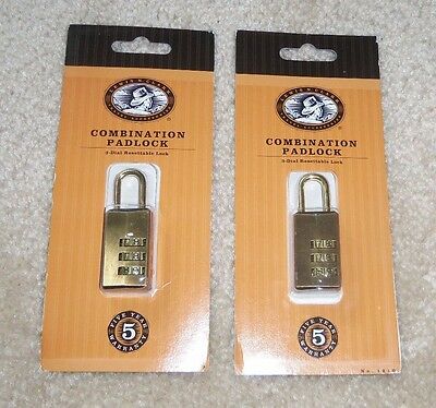 Lewis N Clark (2) Set Your Own Combination Padlock 3 Dial Re-settable Lock *NEW*