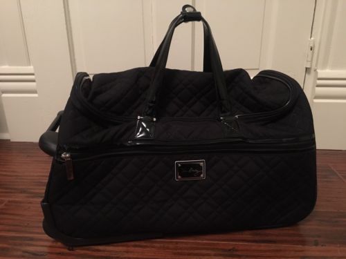 Vera Bradley Black Quilted Rolling Weekender Luggage